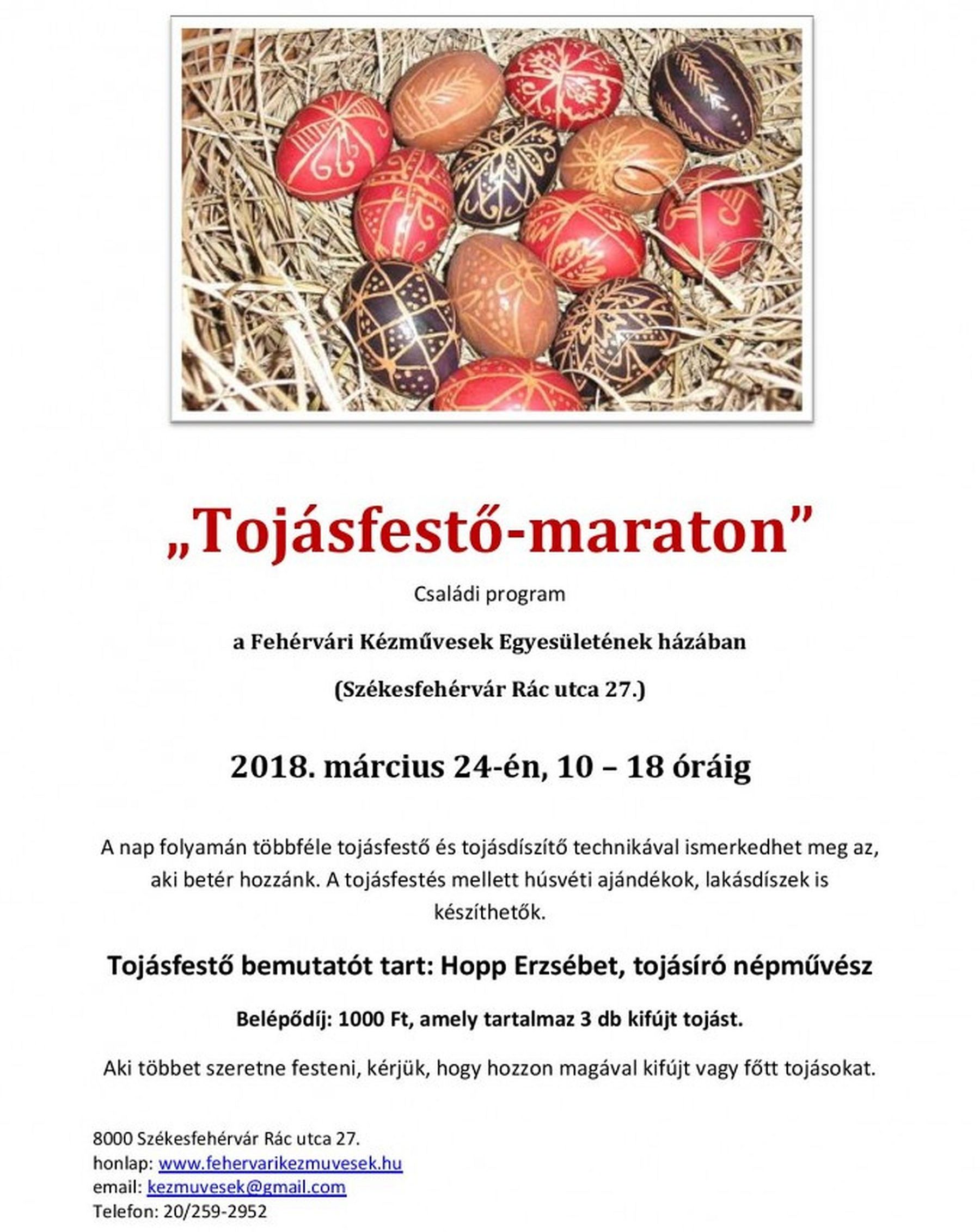 Tojásfestő maraton lesz szombaton a Fehérvári Kézművesek Egyesülete Házában